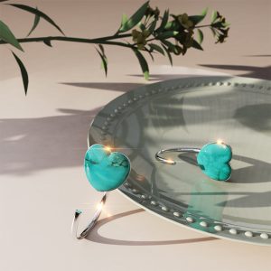 Solid 925 Sterling Silver Turquoise Blue Resin Heart Hook Earrings