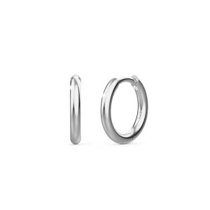 Solid 925 Sterling Silver Classic Huggie Earrings 7mm Silver