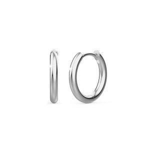 Solid 925 Sterling Silver Classic Huggie Earrings 9mm Silver