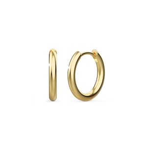 Solid 925 Sterling Silver Classic Huggie Earrings 9mm Gold