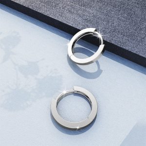 Solid 925 Sterling Silver Jerald Huggie Earrings 8mm Silver