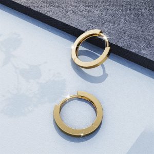 Solid 925 Sterling Silver Jerald Huggie Earrings 8mm Gold