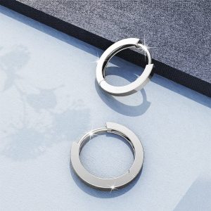 Solid 925 Sterling Silver Jerald Huggie Earrings 9mm Silver