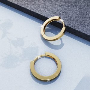 Solid 925 Sterling Silver Jerald Huggie Earrings 9mm Gold