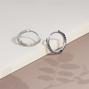 Solid 925 Sterling Silver Helical Huggie Earrings 11mm Silver