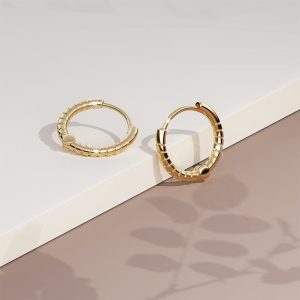 Solid 925 Sterling Silver Helical Huggie Earrings 11mm Gold