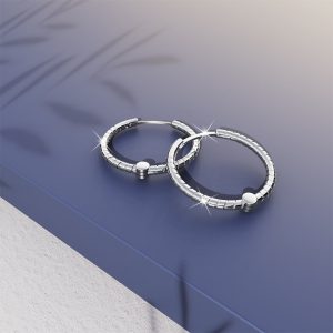 Solid 925 Sterling Silver Helical Huggie Earrings 15mm Silver