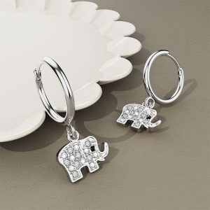 Solid 925 Sterling Silver Elly Zircon Huggie Earrings Silver