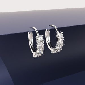 Solid 925 Sterling Silver Mona Stimulated Diamond Huggie Earrings