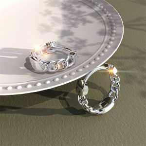 Solid 925 Sterling Silver Hoops of Lean Chains