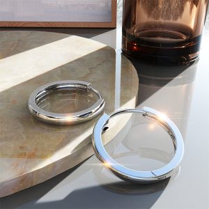 Solid 925 Sterling Silver Circlet Huggie Earrings 17mm