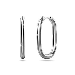 Solid 925 Sterling Silver Social Oval Huggie Earrings