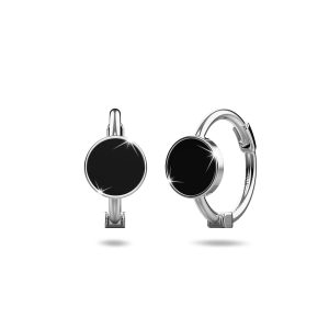 Solid 925 Sterling Silver Opulent Noir Enamel Huggie Earrings