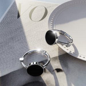 Solid 925 Sterling Silver Opulent Noir Enamel Huggie Earrings
