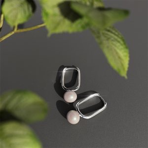 Solid 925 Signature Silver Mathilda Pearl Huggie Earrings