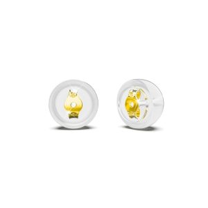 Domed Silicone Butterfly Back Solid 925 Sterling Silver in Gold Filled Inserts for Stud Earrings