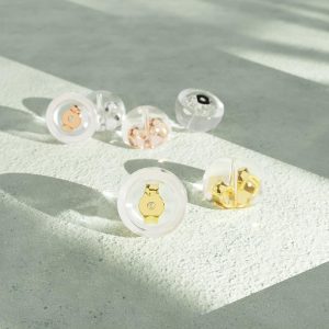 Domed Silicone Butterfly Back Solid 925 Sterling Silver in Gold Filled Inserts for Stud Earrings