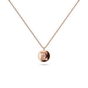 Solid 925 Sterling Silver Initial Alphabet Personalised Disc Necklace- E