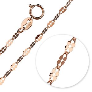 Solid 925 Sterling Silver Fancy Clover Link Chain Necklace in Rose Gold Layered