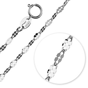 Solid 925 Sterling Silver Fancy Clover Link Chain Necklace in White Gold Layered