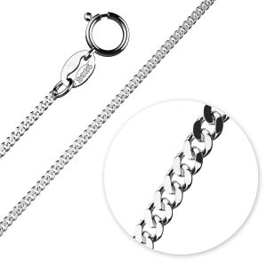 Solid 925 Sterling Silver Curb Chain Chain Necklace in White Gold Layered