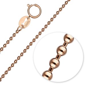 Solid 925 Sterling Silver Bead Chain Necklace in Rose Gold Layered