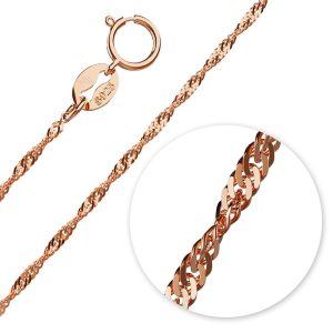 Solid 925 Sterling Silver Singapore Chain Necklace in Rose Gold Layered