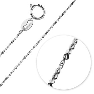 Solid 925 Sterling Silver Fancy Link Chain in White Gold Layered