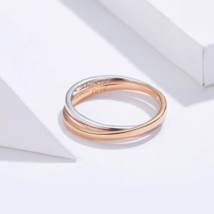 Solid 925 Sterling Silver Forever Love Dual Tone Promise Ring