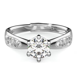Solid 925 Sterling Silver Diamond Star Ring