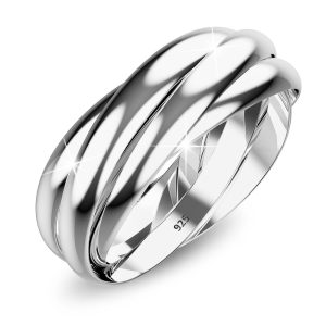 Solid 925 Sterling Silver Broad 5 in 1 Interlink Wedding Ring