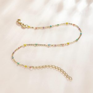 Solid 925 Sterling Silver Dainty Multicolour Crystals Bracelet
