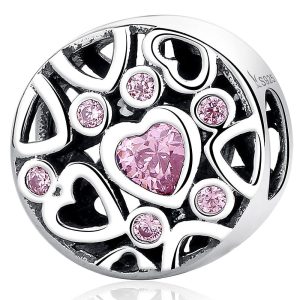 Solid 925 Sterling Silver Lots of Love CZ Charm