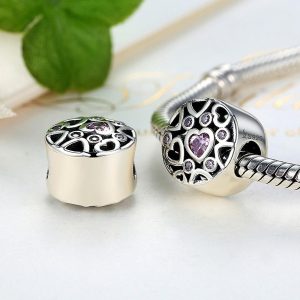 Solid 925 Sterling Silver Lots of Love CZ Charm