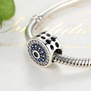 Solid 925 Sterling Silver Circle Duo CZ Charm