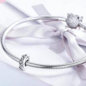 Solid 925 Sterling Silver Twisted CZ Charm