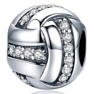Solid 925 Sterling Silver Takraw CZ Charm