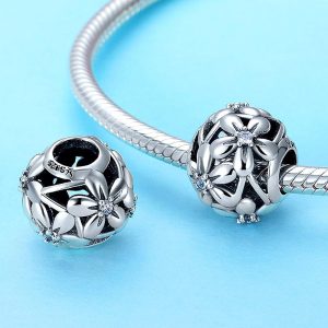 Solid 925 Sterling Silver Daisy Garden CZ Charm
