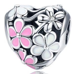 Solid 925 Sterling Silver Floria CZ Heart Charm