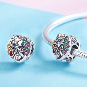 Solid 925 Sterling Silver Multicolour Lizard CZ Charm