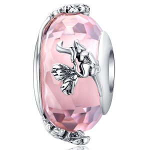 Solid 925 Sterling Silver Blush Pink Charm
