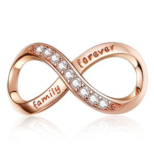 Solid 925 Sterling Silver Family Forever Infinity Pandora Inspired Charm Rose Gold