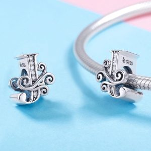 Solid 925 Sterling Silver Vintage Inspired Antique Alphabet Charm J