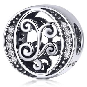Solid 925 Sterling Silver Vintage Inspired Antique Alphabet Charm O