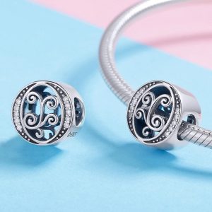 Solid 925 Sterling Silver Vintage Inspired Antique Alphabet Charm O