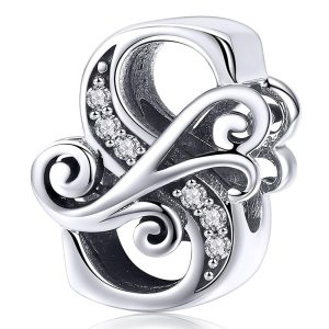 Solid 925 Sterling Silver Vintage Inspired Antique Alphabet Charm S