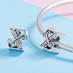 Solid 925 Sterling Silver Vintage Inspired Antique Alphabet Charm Z