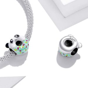 Solid 925 Sterling Silver Bear Panda Pandora Inspired Charm