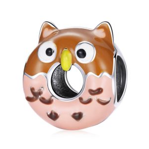 Solid 925 Sterling Silver Lovely Owl Pandora Inspired Charm