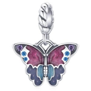 Solid 925 Sterling Silver Majestic Butterfly Pandora Inspired Bead Charm